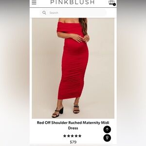 Pinkblush Red Off-Shoulder Ruched Maxi Dress